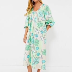 Hyacinth House Dorinda Midi Dress in Green and Blue Tuckernuck Size S But Fits L
